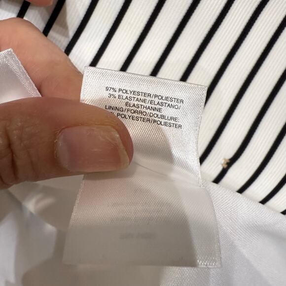 Kasper White Striped Open Front Blazer Sz 16 - Picture 6 of 12